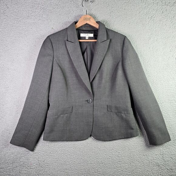 Nine West Gray Blazer Jacket 14 Double Vent Classic Career Wear Tailored Lined - Picture 13 of 16